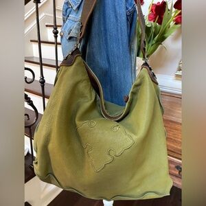 Tylie Malibu Olive Green Leather Shoulder Hobo